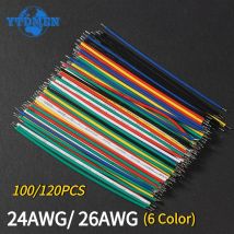 100/120 szt. Cynowane Przewody Elektroniczne Płytka Stykowa PCB Przewody Połączeniowe 24AWG / 26AWG 6 Kolorów Czerwony Niebieski Zielony Biały Żółty Czarny Zestaw DIY
