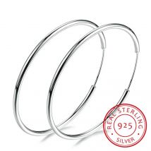 Damen-Creolen aus 100 % 925er-Sterlingsilber, runde Kreis-Schleife, Geschenkbox, Verpackung, einfache silberne Creolen, Piercing