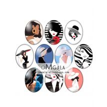 Fashional Modern Women Girls Illustrations 13x18mm/18x25mm/30x40mm Oval photo glass cabochon flat back Making findings