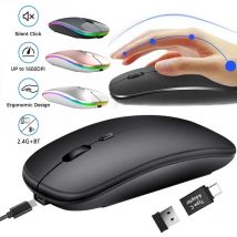 Bezprzewodowa mysz z akumulatorem, kompatybilna z Bluetooth, 2,4 GHz, podwójne tryby, myszy komputerowe z nanoodbiornikiem do laptopa PC Macbook