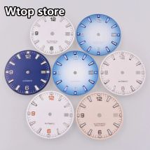 31 mm blaues/weißes steriles Zifferblatt, grün leuchtend, passend für NH35-Uhrwerksteile, passend für 3 Uhr Krone, 3,8 Uhr Krone, Uhrenteile