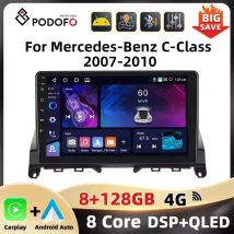 Podofo 2Din 9'' Car Radio For Mercedes-Benz C-Class W204 S204 2007-2010 Multimedia Player GPS Carplay Android Auto DSP BT RDS