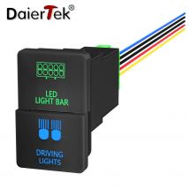 DaierTek 12V Auto Dual Switches LED Lichtleiste und Fahrlicht Symbol Druckschalter Blaue und grüne Dual LED EIN/Aus-Schalter