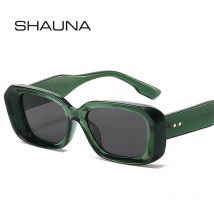 SHAUNA Retro Quadratische Sonnenbrille Frauen Mode Nieten Gradient Shades UV400 Männer Grün Rosa Sonnenbrille
