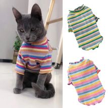 Bunte Streifen Sphynx Katze Weste Shirt für kleine Katzen Katten Kedi Baumwolle Welpen Hund Haustier Kleidung mascotas Kleidung ropa para gatos