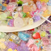 10/20/30pcs/lot Drinks Fruit Candy Flower Bottles Charms Random Mix Resin Pendants DIY Jewelry Making Findings Necklace Keychain