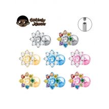 ASTM F136 Titanium Smile Lab Piercing Lomiss Helix Tragus Conch Nose Labret G23 Titanium Flower Smile Zirconia Anodized Jewelry