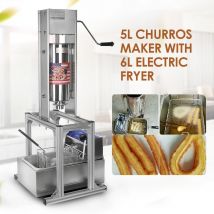 5L Churros Maker Mit 6L Elektrische Friteuse 2 stücke Maschine/Lot Vertikale Spanisch Churrera Maschine 5 Stücke Düsen heavy Duty ITOP