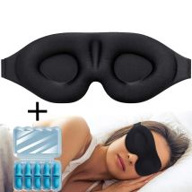 Schlafmaske mit 3D-Konturbecher und Lärm-Ohrstöpsel, lichtblockierende Nacht-Gesichtsmaske, weich und bequem, beruhigend