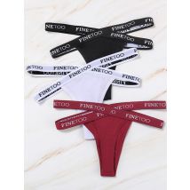 Cotton G-String Sexy Cross Strap Women's Panties FINETOO Letter High Waisted Panties Fashion Thongs Women Panty Lingerie M-XL