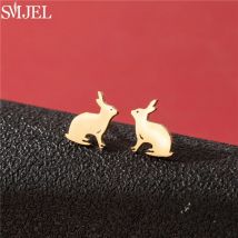 Niedliche Tierhasen Ohr stecker für Frauen Edelstahl goldene Mini Kaninchen Ohrringe Modeschmuck Kinder Piercing Geschenke