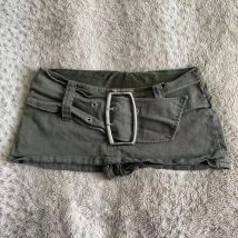 Vintage Army Green Low Waist Slim Mini Denim Skirt Women's Y2K Summer New Harajuku Gothic Sexy Spice Girls Fashion Street Wear