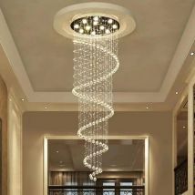 Modern K9 Large LED Spiral Living Room Crystal Chandeliers Lighting Fixture for Staircase Stair Lamp Showcase Bedroom Hotel Hall