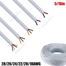 12V Electronic Wires 28/26/24/22/20/18 AWG 2 3 4 Core Round Power Cable LED Extension Cable For LED Light Speaker Car Automotive