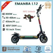 EMANBA L12 Elektroroller 800W Motor 48V13AH NFC-Entriegelung Höchstgeschwindigkeit 45km/h 10 Zoll Offroad Faltbarer Pendler-Reise-E-Scooter für Erwachsene