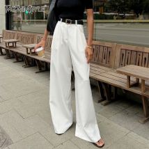 TWOTWINSTYLE Solide Minimalistischen Gespleißt Taschen Hose für Frauen Hohe Taille Lose Beiläufige Hose Weibliche Mode Stil
