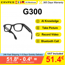 ERVPES G300 Occhiali intelligenti con interpretazione simultanea AI Registrazione video Chiamate Bluetooth Microfoni a controllo vocale Altoparlante
