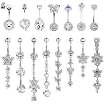 Chirurgische Stahl Bauchnabel Ringe Herz Blume Cubic Zirkon Baumeln Nabel Ring Bauch Piercing Nombril Ombligo Frauen Körper Schmuck
