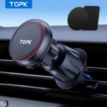 Supporto magnetico per telefono per auto TOPK - Supporto per presa d'aria con 6 magneti resistenti N52, 360 ° Rotazione universale per iPhone17 e tutti i telefoni cellulari