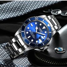 LOREO Stile Classico Diving 200m Orologio Sportivo Automatico da Uomo Specchio Zaffiro Movimento Gabbiano Data Orologi Meccanici Luminosi