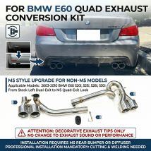 M5 Look Quad Muffler Exhaust Tips For BMW 5 Series E60 03-10 520i 525i 528i 530i Gas Dual to 4-Out Stainless Tailpipe Nozzle