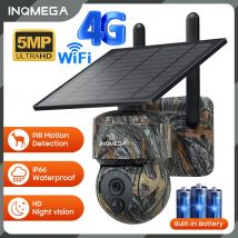 INQMEGA 5MP 4G / WIFI Telecamera di sicurezza wireless solare Telecamera per monitor solare esterno Telecamera a colori per visione notturna Cam di rilevamento PIR