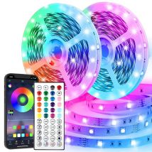 LED-Streifenlichter, RGB-APP-Steuerung, farbwechselnde Lichter mit 44 Tasten, Fernmodus für Raumdekoration, Bluetooth, TV, SMD5050, RGB