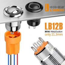 LANBOO 12 mm Mini-Drucktastenschalter mit Ring oder Stromlicht 12 V, 24 V, 220 V