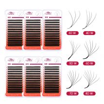 FADVAN 8–13 mm gemischte YY/3D/4D/5D/6D/7D/8D W-Form LU(M) schwarze W-Style-Wimpernverlängerung, einzelne gepfropfte falsche Wimpern aus künstlichem Nerz