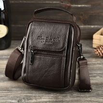 Bolso pequeño de hombro cruzado para hombre, Mini bandolera de cuero genuino, riñonera de piel de vaca Real