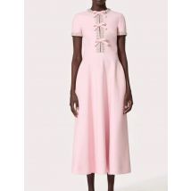 Vestido de manga corta con lazo de diamante de lujo para mujer, falda larga de cintura alta, corte en A, talla grande, industria pesada, otoño 2024