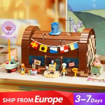 SpongeBob SquarePants Building Blocks Cartoon Creativo Krusty Krab Ristorante 6 Figure Modello Mattoni Puzzle Giocattoli Regalo per bambini