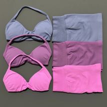 2 Piece Sport Set Women Seamless Yoga Tank Bra High Waist Scrunch Bum Gym Shorts Sets Fitness Running Workout Suit