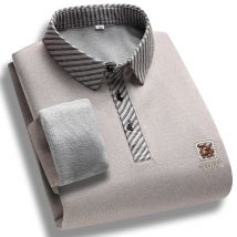 Männer Winter Pullover Fleece Pullover Polo Neck Slim Fit Elegante Luxus Marke Gefälschte Zwei Stücke Gestrickte Pullover
