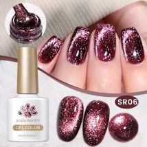 BORN PRETTY 10 ml super glänzendes reflektierendes Katzen-Magnetgel, ultraheller Glitzer, Rot, Silber, Soak Off UV-LED-Gel, Nagelkunst-Lack