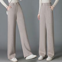 Neue Herbst Winter Modische Vielseitig Plus Plüsch Dicke Warme Gerade Bein Hosen Frauen Casual Hohe Taille Breite Bein Hosen