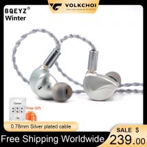 BQEYZ Winter In Ear auricolare HiFi 12mm Dual Dynamic Driver 2.5/3.5/4.4mm con 0.78 auricolari cablati con cavo placcato argento a 2pin