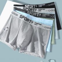 Atmungsaktive Mesh Jugend Boxershorts Brief Drucken Gürtel Herren Unterwäsche Ultradünne Schnell Trocknende Unterhose Nahtlose Männliche Boxer Briefs