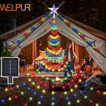 2025 neue Weihnachts dekorationen Lichterkette Solar Pentagramm Wasserfall Licht Outdoor Fee wasserdicht Camping Licht Garten Dekor