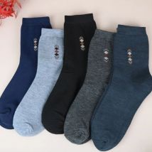 5 Paar Herren-Business-Socken mit mittlerem Schlauch, schweißabsorbierend, atmungsaktiv, lässig, Sportsocken, modisch, verdickte Arbeitssocken für Herren