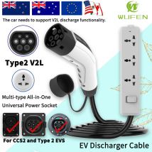 WUFEN for BYD V2L Cable Adapter Electric Vehicle Outdoor Power V2L Type 2 Discharger 16A with EU UK AU NZ US Universal Socket