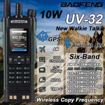 Nuovo BAOFENG UV-32 Walkie Talkie GPS 10W Bluetooth APP Programmazione Multi Band Frequenza di copia wireless Tipo-C UV32 Ham Radio a 2 vie