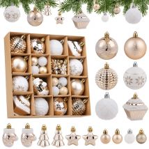 42PCS 6CM Palla di Natale Champagne Albero di Natale Appeso Ornamenti pendenti 2025 Decorazione della casa di Natale 2026 Regali per feste di Capodanno