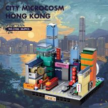 MOC Hong Kong City Microscape Building Set 362 PCS, Asian Architecture Desktop Decor Model, Gift for Adults & Kids