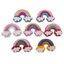 28pcs/lot 5.5x3.5cm Multi Color Shiny rainabow appliques Children's hair Clip Accessories DIY Handmade Padded Applique