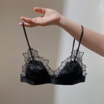 BANERDANNI Pure Desire Victoria Französische Spitze bestickte Dessous Damen-BH-Set mit dünnen Körbchen und Triangel-Cup, bequem, ohne Bügel