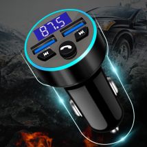 Bezprzewodowy samochodowy nadajnik FM Bluetooth USB, samochodowy odtwarzacz MP3 z ładowarką, adapter FM, samochodowy odtwarzacz MP3 z podwójnym USB i odtwarzaczem FM.