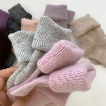 Solide Kaninchen Haar Frau Socken Winter Dicke Wärmer Lange Socken Japanische Kawaii Nette Thermische Kaschmir Weihnachten Socke Neue Jahr Geschenke