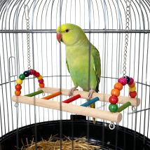 Multicolor Wood Hanging Climbing Ladder Toys Chew Toys Ladders Colorful Bridge Swings for Birds Parrot Parakeet Cockatiel Budgie