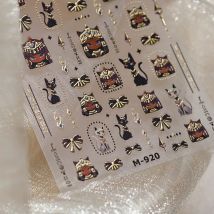 Retro-Totems, ägyptische Katze, Pharao, Zebra, heiß gestempelt, schwarze Schlange, Sonne, Augen, Kreuz, geprägte Reliefs, Nagelkunst-Aufkleber, Maniküre-Abziehbilder